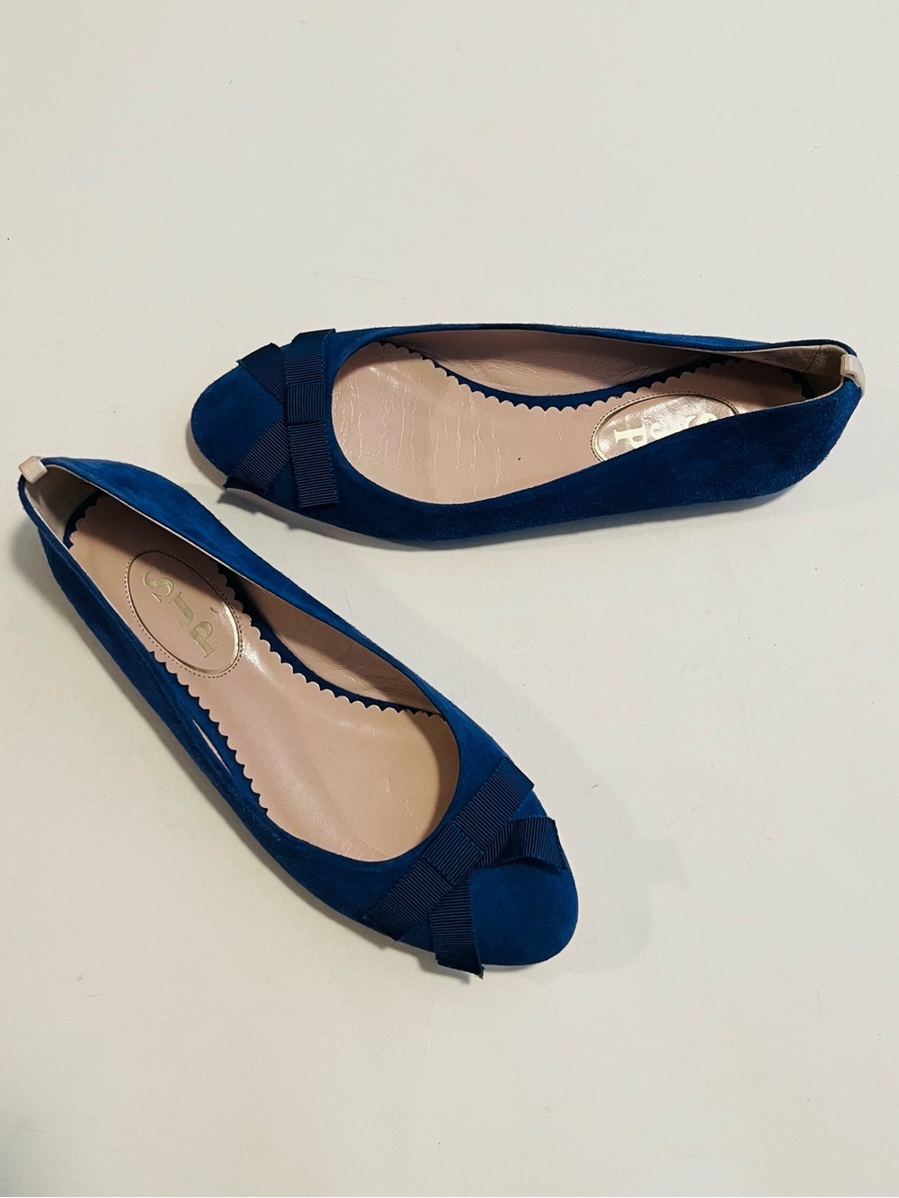 SJP By Sarah Jessica Parker Blue Suede Bow Tie Flats Size 36